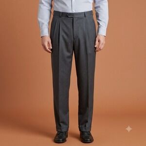 Mark Alexander Gray Pleated Dress Pants Mens 34‎ 100% Wool Cuffed Vintage EUC